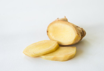 Ginger on white texture.