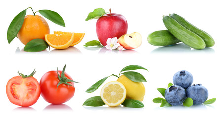 Obst und Gemüse Früchte Apfel Orange Zitrone Beeren Freisteller freigestellt isoliert