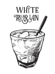 Vector image of summer cocktail White Russian