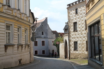 Fototapeta na wymiar Nádražní street in Slavonice, Czech republic