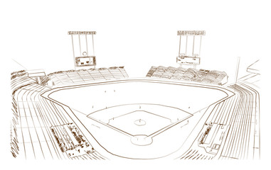 Sketch of Baseball stadium, vector.