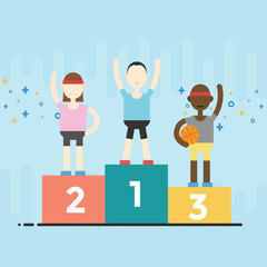 Winner of sport concept in the podium