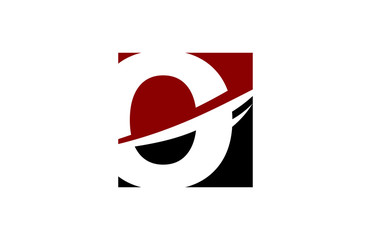 O Red Square Swoosh letter Logo