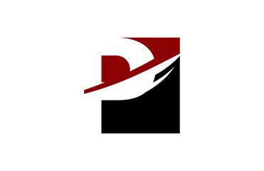 P Red Square Swoosh letter Logo
