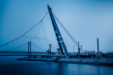 River And Modern Buildings Against Sky in Tianjin,China.