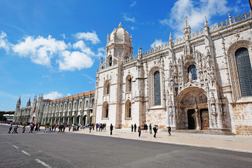 Fototapeta premium The Jeronimos Monastery or Hieronymites Monastery located in Lisbon, Portugal