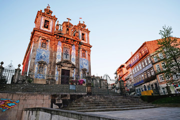 Naklejka na ściany i meble Church of Saint Ildefonso (Igreja de Santo Ildefonso) in sunset, Porto, Portugal