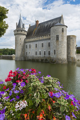 Fototapeta premium Castle with flowers and moat