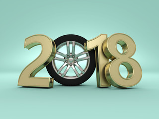     New Year 2018 with Wheel - 3D Rendering Image 