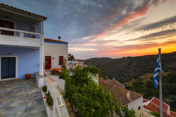 Fototapeta na wymiar View of Ioulida village on Kea island in Greece. 
