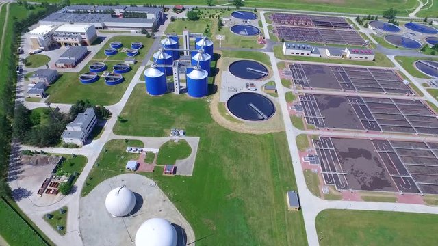 Sewage treatment plant. Aerial Shot