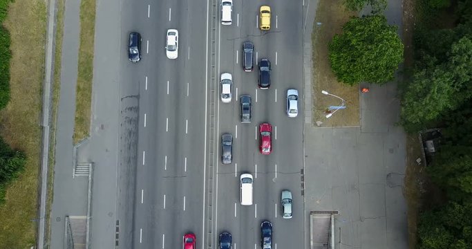Aerial view of City highways.   traffic