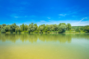      Beautiful landscape, confluence of Mura and Drava rivers in Medjimurje, Croatia 