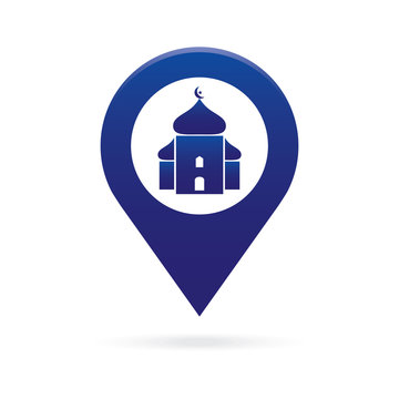 mosque, surau map pointer icon marker GPS location flag symbol