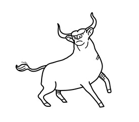 Bull Doodle, a hand drawn vector doodle of a bull with big horns.