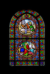 Vitraux de l'&eacute;glise Notre Dame de Pont Croix, Finist&egrave;re, Bretagne, France 