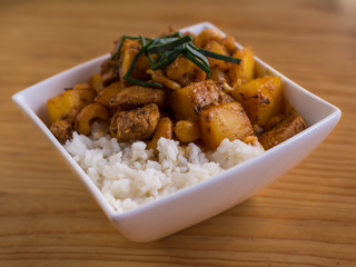 Chicken with Cashews and Mango Sauce Curry on Rice