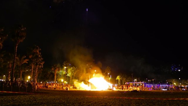 2 Clips of The Bonfires of Saint John in Salou, catalonia, Spain