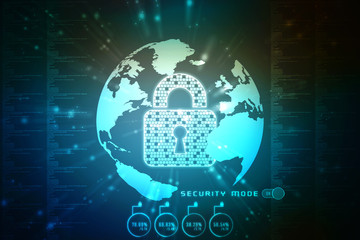 2d illustration Safety concept: Closed Padlock on digital background