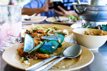 Seafood scraps on a plate