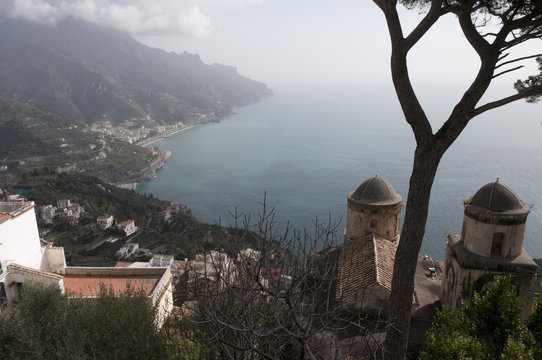 Panoramic view from Villa Rufolo in Ravello, Amalfi Coast