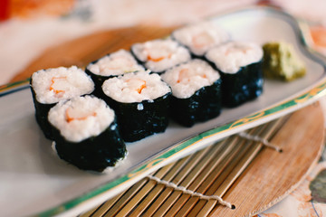 Sushi with wasabi Japanese food