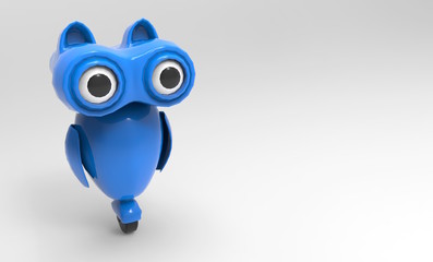 3d illustration of future blue owl robot