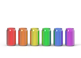 3d illustration. colorful can group on white background. LGBTQ or LGBT color concept