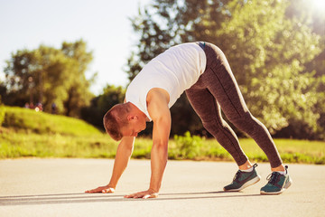 Young man exercising outdoor.