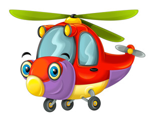 Fototapeta na wymiar Cartoon helicopter - illustration for the children