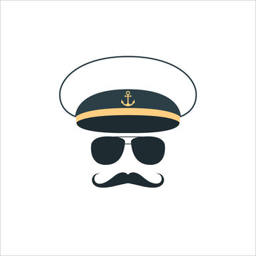 Captain sailor face icon. Vector illustration.