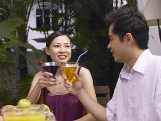 couple drinking in the garden