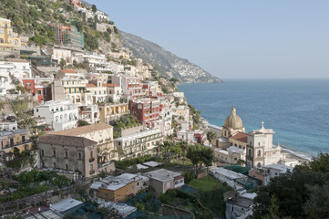 Fototapeta na wymiar Panoramic view of Positano on the Amalfi Coast