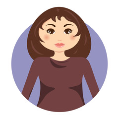 Sweet young girl avatar round icon