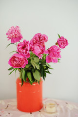 Bouquet of peonies blooms