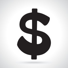 Vector illustration. Silhouette of dollar sign with one vertical line. The symbol of world currencies. Decoration for menus, signboards, showcases, posters, wallpapers and interfaces