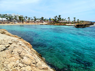 Fototapeta na wymiar beach coast landscape mediterranean sea Cyprus island