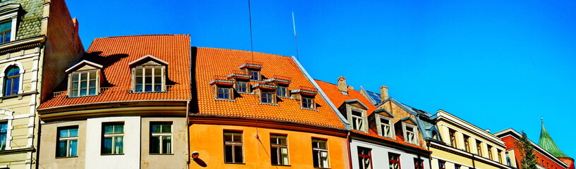 Panoramic view of old part of Riga, Latvia 