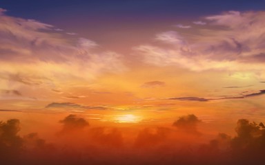 Dramatic nature background .  Sunset or sunrise with clouds, light rays and other atmospheric effect . Light from sky . Religion background  . Light in dark sky . beautiful cloud
