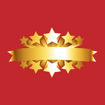 Gold star award with shiny ribbon with space for your text. It can be used for decorating of invitations, greeting cards.Vector Illustration.