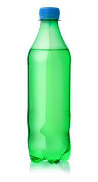 Plastic bottle of lemon soft drink