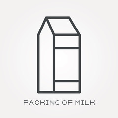 Line icon packing of milk