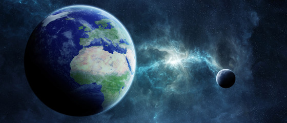 Naklejka na ściany i meble Planet Earth in space 3D rendering elements of this image furnished by NASA