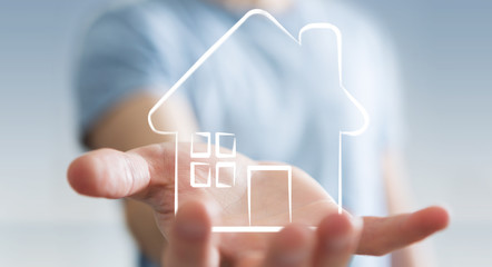 Businessman holding manuscript real estate plan project