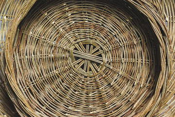Wicker basket on the wall close up
