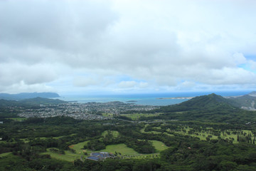 Fototapeta na wymiar ヌアヌパリ展望台からの風景