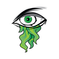 The All Seeing Eye - Green Firey Flame Illuminati Freemasonry Vector