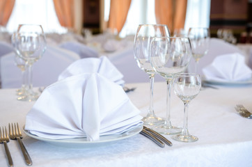 Elegant decoration of table in a restaurant