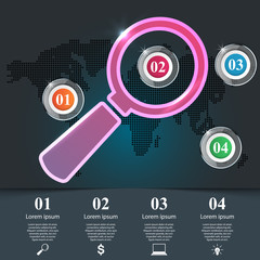 Business Infographics origami style. Loupe search icon.