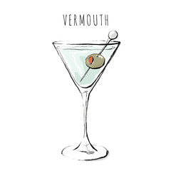 Illustration of an alcoholic drink. Vermouth